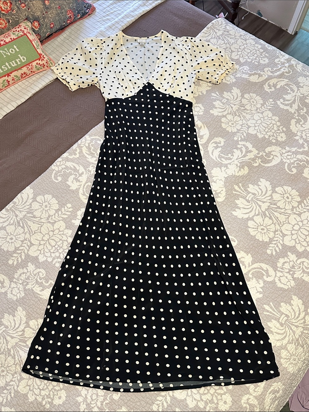 a new day Black and White Polka Dot Maxi Dress